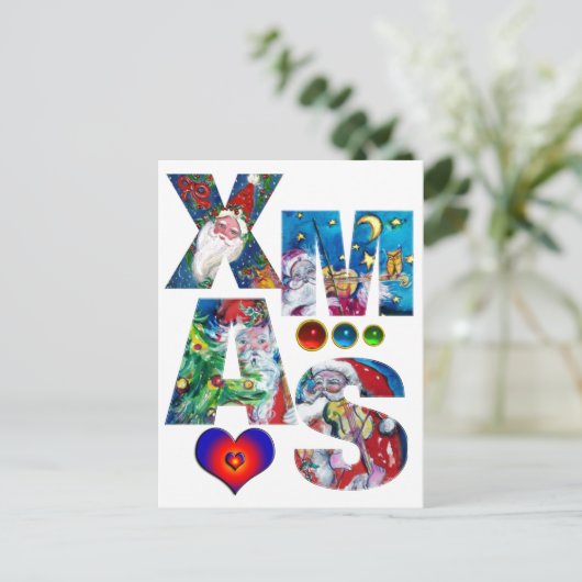 VERLIES MUSICAL SANTA XMAS PARTIJ BRIEFKAART (Staand voorkant)