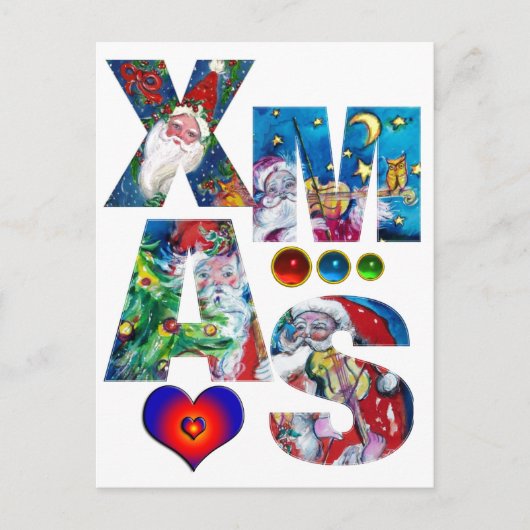 VERLIES MUSICAL SANTA XMAS PARTIJ BRIEFKAART (Voorkant)