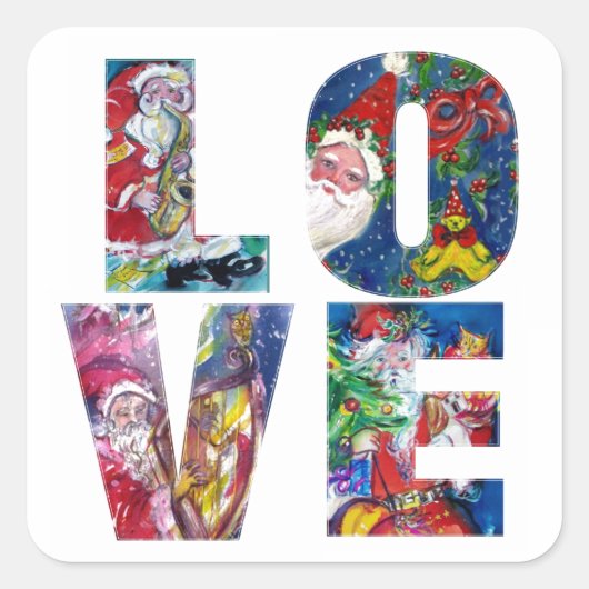 VERLIES MUSICAL SANTA XMAS PARTIJ VIERKANTE STICKER (Voorkant)