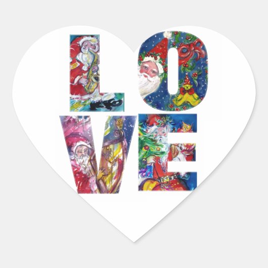 VERLIES MUSICAL SANTA XMAS PARTY HEART HART STICKER (Voorkant)