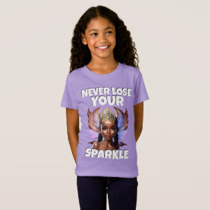 Verlies nooit je fee meisje paarse vleugels t-shirt