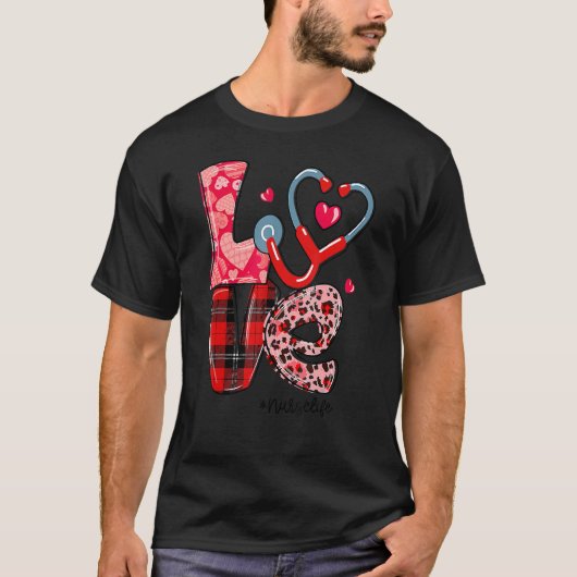 VERLIES Stethoscoop Verpleegbare Valentine Dag T-shirt (Voorkant)