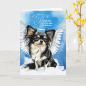 Verlies van Black Tan Longhair Chihuahua Pet Sympa Kaart (Gele Bloem)