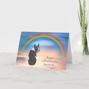 Verlies van Boston Terrier Rainbow Sympathie Card Feestdagen Kaart