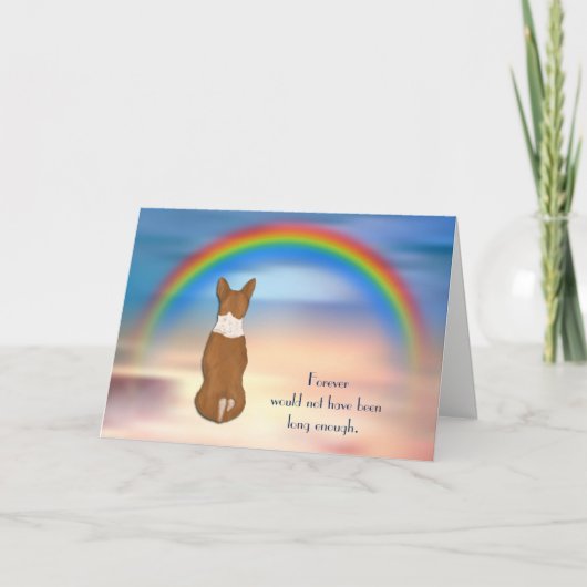 Verlies van de Basenji Dog Rainbow-sympathikaart Feestdagen Kaart (Voorkant)