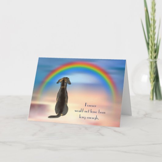 Verlies van de Dachshund Rainbow-sympathikaart Feestdagen Kaart (Voorkant)