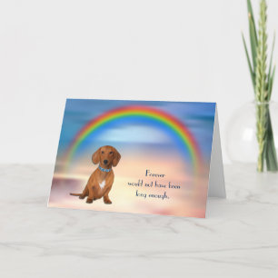 Verlies van de Rode Dachshund Dog Rainbow Sympathi Feestdagen Kaart
