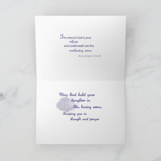 Verlies van Dochter, Bloem Christelijke Sympathie Kaart (Binnen)