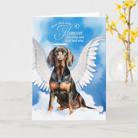 Verlies van een Black Tan Coonhound Dog Pet Sympat Kaart (Gele Bloem)