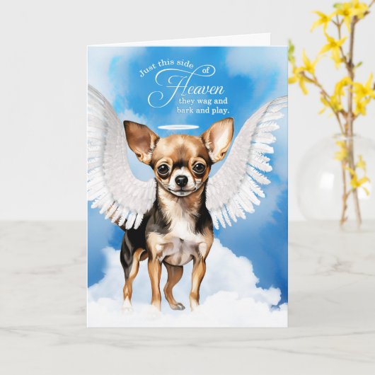 Verlies van een Black Tan Smooth Chihuahua Pet Sym Kaart (Gele Bloem)
