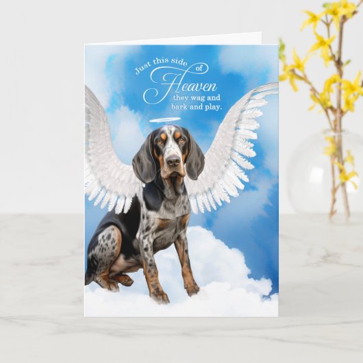 Verlies van een Bluetick Coonhound Dog Pet Sympath Kaart (Gele Bloem)