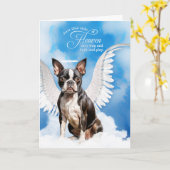 Verlies van een Boston Terrier Dog Angel Pet Sympa Kaart (Gele Bloem)