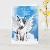 Verlies van een Bull Terrier Dog Angel Pet Sympath Kaart (Gele Bloem)