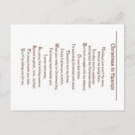 Verlies van een Geliefde Ansichtkaart Briefkaart (Voorkant)