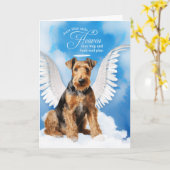 Verlies van een hond Airedale Terrier Angel Pet Sy Kaart (Gele Bloem)