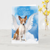 Verlies van een hond Basenji Angel Dog Pet Sympath Kaart (Gele Bloem)