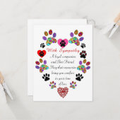 Verlies van een Hond of Kat Hart Sympathie Kaart (Voorkant / Achterkant in situ)