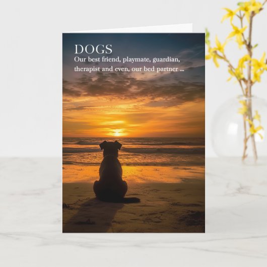 Verlies van een Hond Pet Sympathie Strand Thema Si Kaart (Gele Bloem)