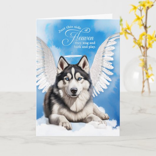 Verlies van een hond Siberische Husky Pet Sympathi Kaart (Gele Bloem)