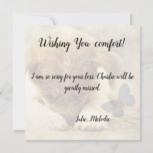 Verlies van een huisdier  Hondkaart Kaart (Achterkant)