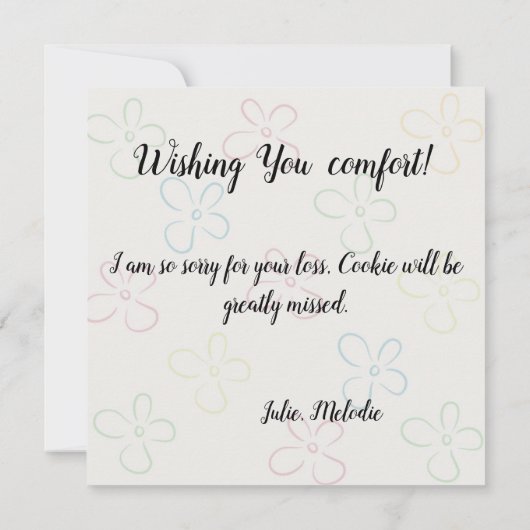 Verlies van een huisdier kaart (Achterkant)