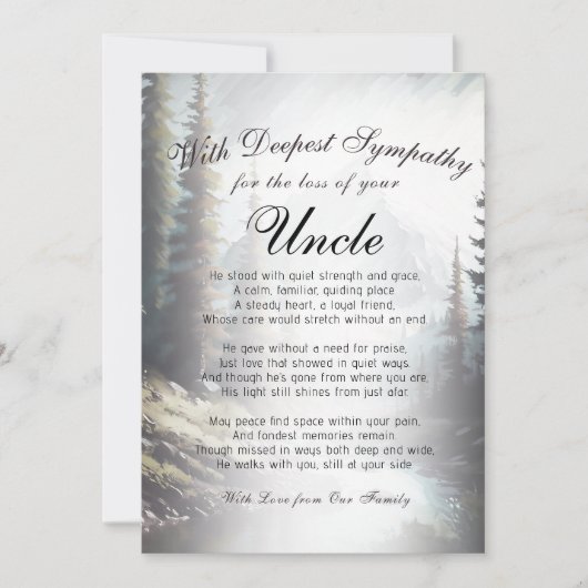 Verlies van een Oom Memorial Kaart (Voorkant)