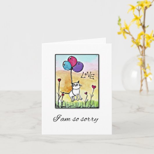 Verlies van een Pet Cat Sympathie Card Kaart (Gele Bloem)