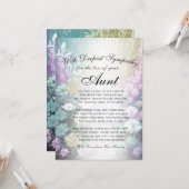 Verlies van een tante Memorial Kaart (Voorkant / Achterkant in situ)