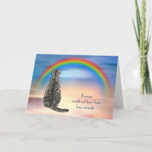 Verlies van grijze Tabby Cat Rainbow Sympathy Card Feestdagen Kaart