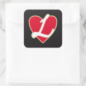 Verlies van hart vierkante sticker (Tas)
