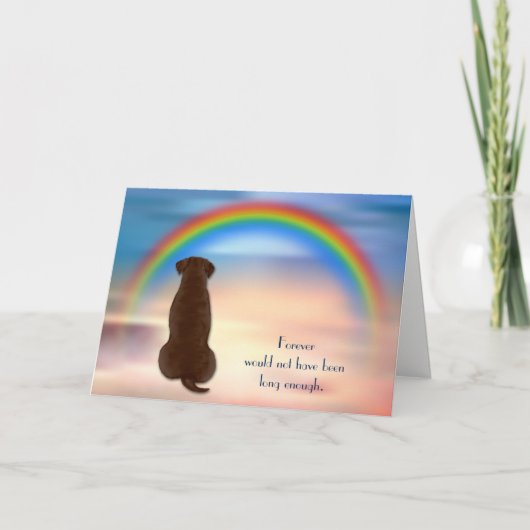 Verlies van het Chocolate Lab Rainbow Sympathy Car Feestdagen Kaart (Voorkant)