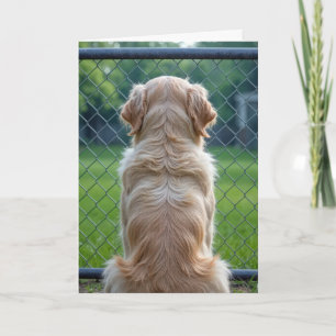 Verlies van huisdier Hond kijkt door een hek Kaart