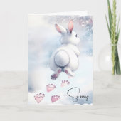 Verlies van huisdier konijn met hart poot afdrukke kaart (Voorkant)