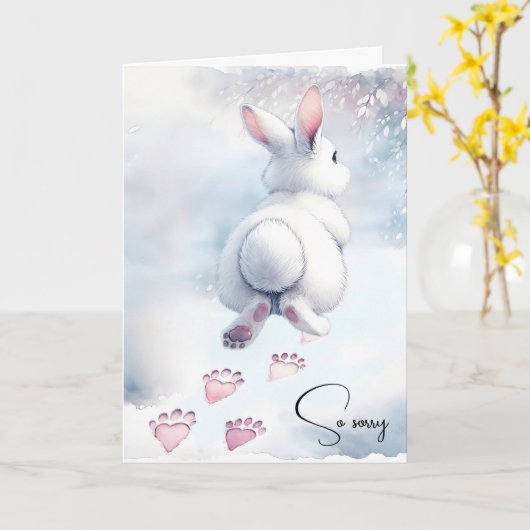 Verlies van huisdier konijn met hart poot afdrukke kaart (Gele Bloem)