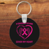 Verlies van kleindochter borstkanker hartvleugels  sleutelhanger (Voorkant)