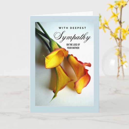 Verlies van Moeder Sympathie Calla Lilies Kaart (Gele Bloem)