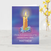 Verlies van oom First Jubileum Religious Candle Kaart (Gele Bloem)