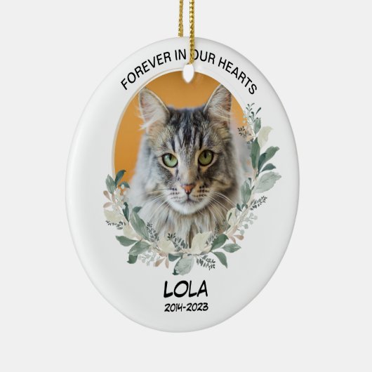 Verlies van Pet Gift Custom Photo Cat Memorial Keramisch Ornament (Rechts)