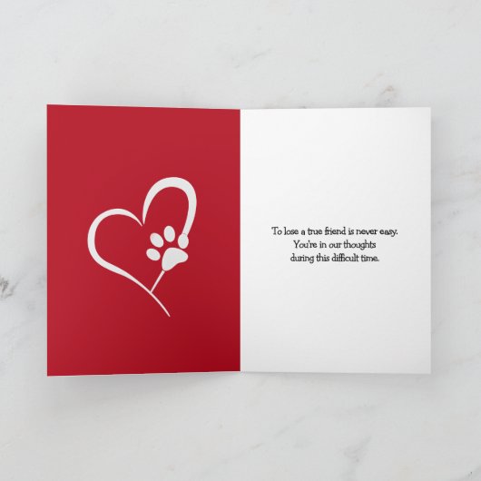 Verlies van Pet Paw Prints met Red Heart Kaart (Binnen)
