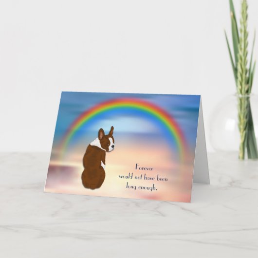 Verlies van Red Boston Terrier Rainbow Sympathie C Feestdagen Kaart (Voorkant)