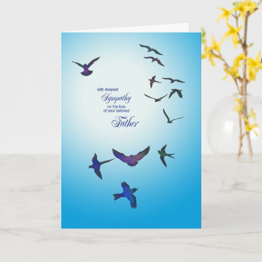 Verlies van vader, sympathiekaart, vliegende vogel kaart (Gele Bloem)