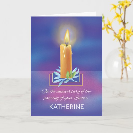 Verlies van zuster Jubileum Religieuze kaars Kaart (Gele Bloem)