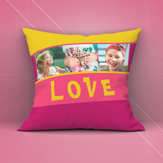 VERLIES Veelvoudige Foto kleurrijk gestreept Sierk Kussen (LOVE Multiple Photo Colorful Striped Throw Pillow ©Susanne Sachers - Sunny Mind Design)