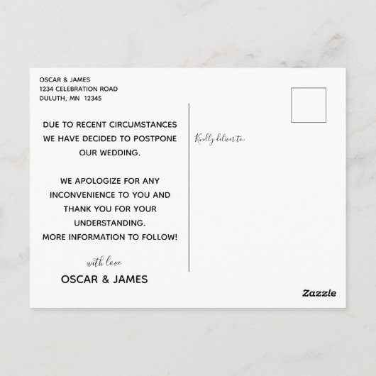 VERLIES Zelfde-Geslachtsverandering Briefkaart pla (Achterkant)