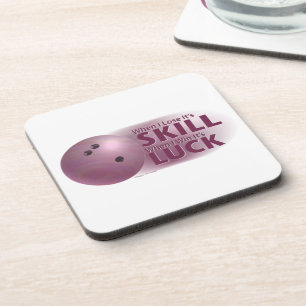 Verliesde vaardigheden Win Luck Bowling roze Drankjes Onderzetter