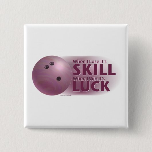 Verliesde vaardigheden Win Luck Bowling roze Vierkante Button 5,1 Cm (Voorkant)