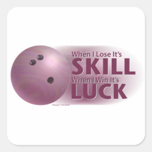 Verliesde vaardigheden Win Luck Bowling roze Vierkante Sticker