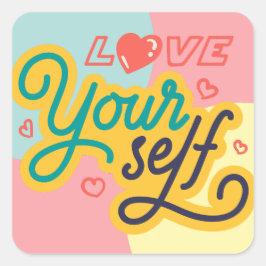 VERLIEZELF AFFIRMATIEQUOTES VOOR ZELFVERLIES VIERKANTE STICKER