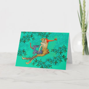 VERLIEZEN IN DE ABYSS-zeemeermin en Triton-valenti Feestdagen Kaart