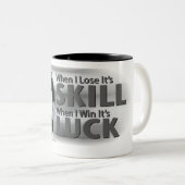 Verliezen Skill Win Luck Soccer Tweekleurige Koffiemok (Voorkant rechts)